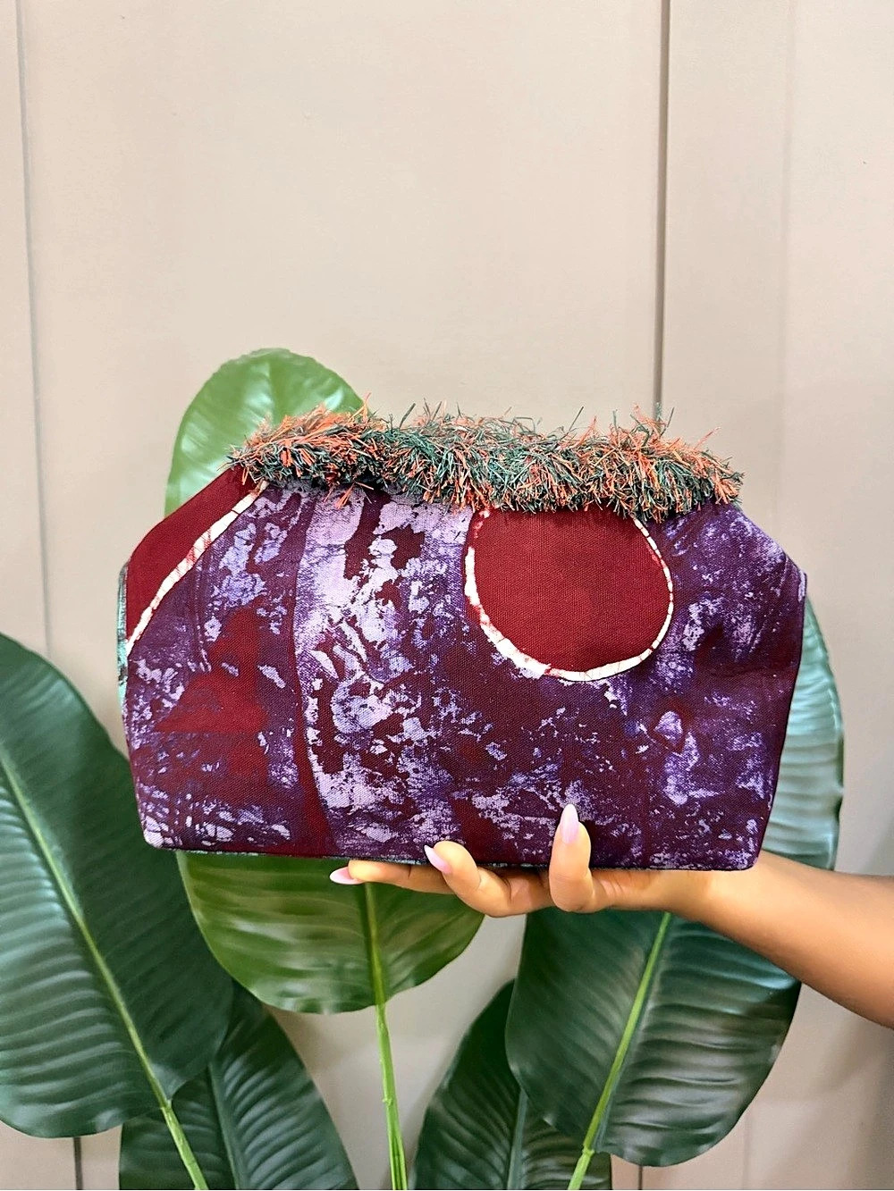 Purple & Red Fringe clutch